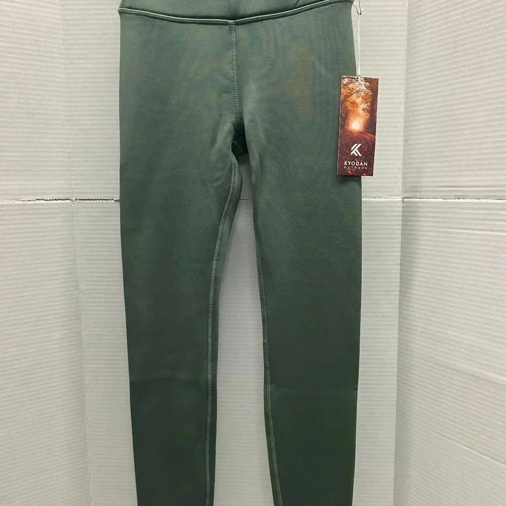 KYODAN OUTDOOR LINED LEGGINGS WOMENS SIZE TALL XS OLIVE GREEN
